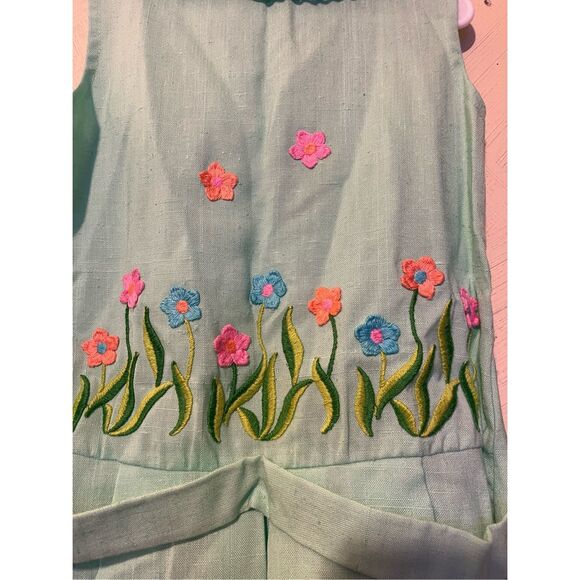 Vintage Ruth of Carolina Green Dress by Ruth Originals Embroidered Flowers Sz 5/ - Picture 4 of 10